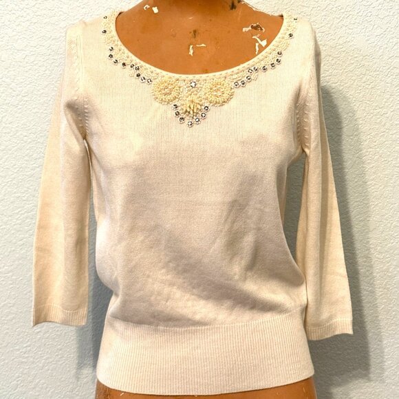 Lot 2 Vintage Y2K Womens Top Sweater XS / Petite Beaded Blouse Fairy Knit - Picture 2 of 16